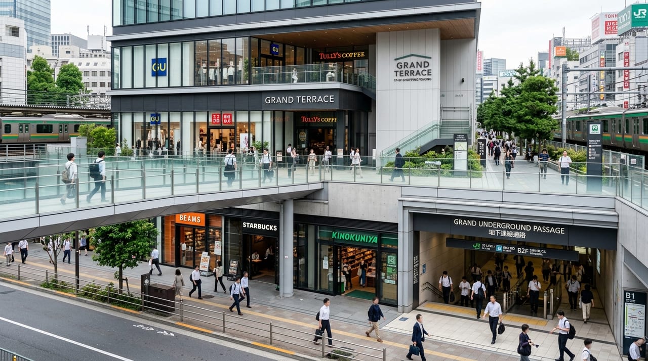 ペデストリアンデッキ・地下街接続で変わる出店フロア戦略|2階・地下が1階を逆転する立地